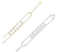 Artlinea, Bracciale Morbido in Argento 925 Sterling, Personalizzabile con Nome, Lettere o Simboli, Misura da 16 a 19 cm, Taglia Unica, Chiusura a Moschettone, Made in italy