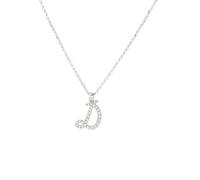 Artlinea, Collana in Argento 925 Sterling, Gioiello Personalizzabile con Pendente Piccolo Corsivo di Zirconi, Misura da 43 a 47 cm, Chiusura a Moschettone, Made in Italy