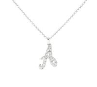 Artlinea, Collana in Argento 925 Sterling, Personalizzabile con la tua Iniziale di Zirconi, Numeri e Simboli, Misura da 43 a 47 cm, Chiusura a Moschettone, Made in Italy