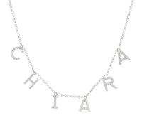 Artlinea, Collana in Argento 925 Sterling, Rodiato, Personalizzabile con Nome, Lettere o Simboli di Zirconi, Misura da 38 a 40,5 cm, Chiusura a Moschettone, Made in Italy