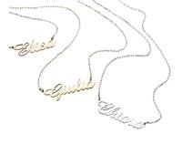 Artlinea, Collana Personalizzabile con il Tuo Nome in Carattere Corsivo, Varie Dimensioni, Lunghezza Catena 43 cm, Chiusura a Moschettone, Oro, Argento, Oro Rosa, Made in Italy