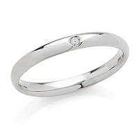 Artlinea Forever Fede classica comoda larga 2,5 mm con diamante in Oro 18kt Bianco Rodiato a misura 13