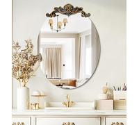 Artloge Specchio Barocco da Parete Ingresso: 3D Motivi Rilievo Specchio Decorativo Bagno 60x80cm Ovale Specchio Vintage Decorazione per casa d'arte Corridoio Entrata Soggiorno Camera da Letto