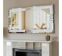 Artloge Specchio Ingresso da Parete: 120x60cm Grande Lungo Diamante Cristallo Argento Moderno Decorativo Rettangolare per Soggiorno e Salotto - Elegante Particolare