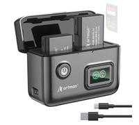 Artman EN-EL14 EN-EL14a - Batteria da 1600 mAh (2 pezzi) e caricatore a 2 slot con display LCD per Nikon D3100, D3200, D3300, D3400, D3500, D5100, D5200, D5300, D5500, D5600, D5600 F Coolpix P7 000