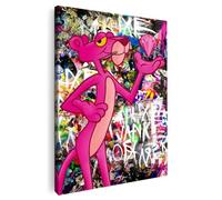 Artmazing | Quadro da parete XXL 45 x 60 cm su tela | Rosa Panther Graffiti | Cornice in legno massello certificata FSC | Stampa artistica di qualità per soggiorno, camera da letto, cucina e ufficio