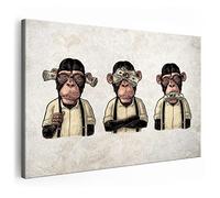 Artmazing | Tre scimmie | Tre scimmie su tela | Fantastico murale per soggiorno | Immagine tre scimmie | Quadro su tela XXL | Tre scimmie su tela