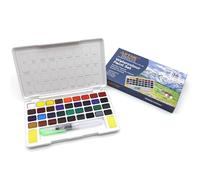 Artme Acquarelli/Set per pittura ad acquerello con cubo in custodia da trasporto con pennello - 36 colori vivaci, fornitura artistica essenziale.