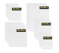 Artme Pannelli in Tela 20pz - 15x20,20x20,30x30,24x30,30x40cm Formati Assortiti Bianca per Pittura - 3mm 280GSM/ 100% cotone/Triplo con innesto/Senza acidi/Grana media /- Acrilico/Olio