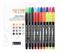 Artme Penne per Tessuto, 20 Colori, Pennarelli per Tessuti con Inchiostro Permanente, Ideali per Disegnare su Cotone, Magliette e Borse