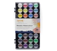ARTME Set di colori metallizzati per torte, 36 colori, con pennello per | Pigmenti ricchi e luccicanti che si fondono senza intoppi per carta, tela, artigianato, lezioni in studio e progetti creativi