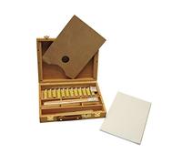 Artme Set in legno per pittura e cavalletto di qualità superiore con 23 pezzi-Cavalletto da tavola/ 3 pannelli/12 pittura acrilica/ 4 pennelli/matita/spatola in plastica/tavolozza in legno