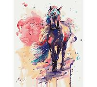 Artnapi Dipingere con i numeri, adulti con cornice, dipinta a mano, animali, cavalli colorati, kit per principianti e adulti, set con colori acrilici e pennelli, tela da 40 x 50 cm, ideale come regalo