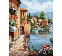 Artnapi Dipingere con i numeri, adulti senza cornice, dipinta a mano, natura, costa, kit per principianti e adulti, set con colori acrilici e pennelli, tela da 40 x 50 cm, ideale come regalo