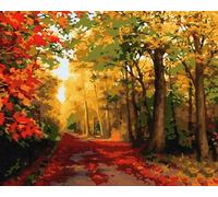 Artnapi Kit per dipingere con i numeri per adulti senza cornice | Dipinto fatto a mano | Natura - Bosco autunnale | Kit per principianti e adulti | Set incluso di colori acrilici e pennelli | Tela 40