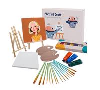Artnova Kit di pittura per 2 persone - Set fai da te con 2 tele, cavalletti, pennelli, tavolozze, colori acrilici e guida, ideale per ritratti, regalo creativo per partner, amici o principianti