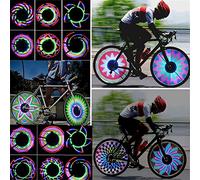 ARTOCT Luci a LED per Ruote Bici, 32 Modelli Attraenti, Impermeabili, Colorate, Doppio Display, Spia di Sicurezza per la Guida
