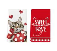 Artoid Mode Amore San Valentino Strofinacci da Cucina, 42x65 cm Set da 2 Decorazione Dolce Amore per la Stagione Primaverile