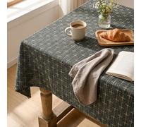 Artoid Mode Boho Talpa - Tovaglia rettangolare in cotone e lino, 140 x 110 cm, ricamo a croce, tinta unita, lavabile, per cucina, vacanze, feste, decorazione