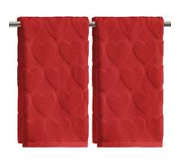 Artoid Mode confezione da 2 asciugamani rossi in jacquard 3D con cuore d'amore, 100% cotone, per San Valentino, 35x75 cm, morbidi e assorbenti, decorazione per il bagno, telo da bagno