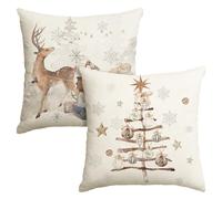 Artoid Mode Fiocchi di neve Alberi Regali Renna Natale Federe per cuscini set da 2, 45x45 cm Christmas Stella Federa per cuscino decorativo Cushion Cover Divano Decorazione