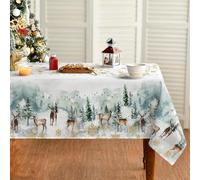 Artoid Mode Golden fiocchi di neve alberi, renna, tovaglia natalizia, 140 x 180 cm, decorazione per feste