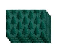 Artoid Mode Plüsch Samt kunstfell Felloptik Grün Kiefern Weihnachten Platzsets 4er Set, 30x45cm Inverno Vacanza Tovagliette Platzdeckchen Cucina Festa Decorazione