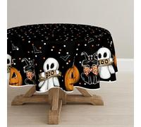 Artoid Mode Pois Jack-O'-Landtern Fantasma Gatto Halloween Tovaglia rotonda 140 cm, stagionale Boo antimacchia, biancheria da tavola per la cucina, decorazione per le vacanze