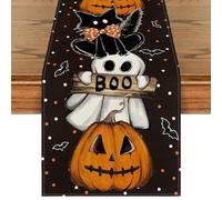 Artoid Mode Polka Dot Ghost Kürbisse Katze Boo Runner da Tavolo Halloween, Decorazione per Interno Vacanze Festa 40 x 180 cm