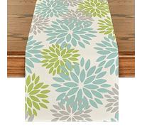 Artoid Mode - Runner da tavolo con dalie, per l’estate, decorazione per interni, feste e vacanze, colore: verde, 40 x 180 cm