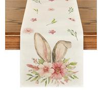 Artoid Mode - Runner da tavolo con la stampa delle orecchie di un coniglietto pasquale, lavabile, moderno, primaverile, decorazione per interni ed esterni, feste e vacanze, 40 x 100 cm