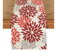 Artoid Mode - Runner da tavolo, fantasia con dalie, per l’autunno, decorazione per cucina, interni, feste e festività, colore: rosso, 40 x 140 cm