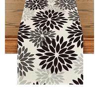 Artoid Mode - Runner da tavolo, fantasia con dalie, per l’autunno, decorazione per cucina, interni, feste e festività, colore: nero, 40 x 180 cm