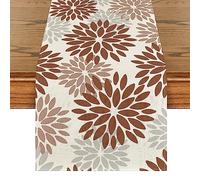 Artoid Mode - Runner da tavolo, fantasia con dalie, per l’autunno, decorazione per cucina, interni, feste e festività, colore: marrone, 40 x 140 cm