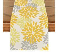 Artoid Mode - Runner da tavolo, fantasia con dalie, per l’estate, decorazione per cucina, interni, feste e festività, colore: giallo, 40 x 240 cm