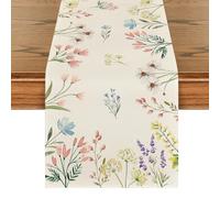 Artoid Mode - Runner da tavolo, fantasia con fiori e piante, per l’estate, decorazione per cucina, interni, feste e festività, 40 x 180 cm