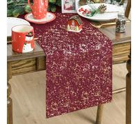 Artoid Mode, runner da tavolo in pile olandese bordeaux, 33 x 183 cm, glitter metallizzato a foglio per la decorazione della cucina e della sala da pranzo durante le festività, ideale per feste a casa
