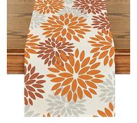Artoid Mode Runner da tavolo per l'autunno, motivo floreale, arancione, dalie, stagionale, cucina, decorazione per interni, vacanze, feste, 40 x 140 cm