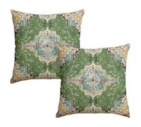 Artoid Mode - Set di 2 copricuscini in stile Boho Bohemia vintage verde chiaro, 45 x 45 cm, federa decorativa stagionale per divano e soggiorno
