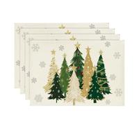 Artoid Mode Set di 4 tovagliette bianche con alberi e stelle, 30 x 45 cm, per l'inverno, lavabile, decorazione per la cucina