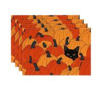 Artoid Mode Set di 4 tovagliette nere per l'autunno, 30 x 45 cm, per le vacanze, lavabili in cucina, feste