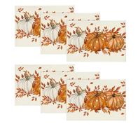 Artoid Mode Set di 6 tovagliette arancioni e zucche autunnali, 30 x 45 cm, lavabili in cucina, decorazioni per feste