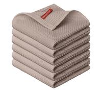Artoid Mode Strofinacci da Cucina Waffle Marrone 100% Cotone Morbidi Asciugapiatti, Set da 6 30x30 cm Lavabili Assorbenti Panni per Piatti Pulizia Cucina