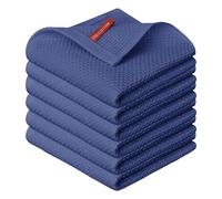 Artoid Mode Waffle blu scuro, 100% cotone, morbidi strofinacci da cucina, strofinacci per piatti, set da 6 pezzi, 30 x 30 cm, lavabili e assorbenti, panni per la pulizia della cucina