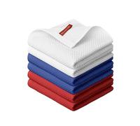Artoid Mode Waffle colore misto (bianco+blu marino+rosso), 100% cotone, set da 6 pezzi, 30 x 30 cm, lavabile, assorbente, strofinacci da cucina