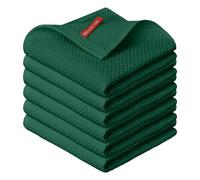 Artoid Mode Waffle verde scuro, 100% cotone, morbidi strofinacci da cucina, set da 6 pezzi, 30 x 30 cm, lavabili e assorbenti, per la pulizia della cucina