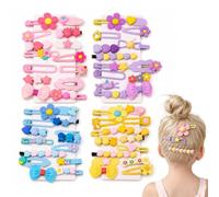Artomnivera Set di 56 fermagli per capelli e cravatte per ragazze, accessori per capelli per bambini in rosa, viola, blu, giallo, 4 confezioni da 14 biglietti di carta per scuola, feste, picnic