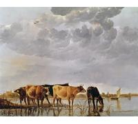 ARToPHIIU Dipinti Famosi Quadri Stampa Murale su Tela Animali in un fiume di Aelbert Cuyp per L'arredamento del Soggiorno 60x90cm