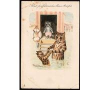 ARToPHIIU Dipinti Famosi Quadri Stampa Murale su Tela Ci godiamo il bel tempo. Animali in postura umana. di Louis Wain per L'arredamento del Soggiorno 60x90cm