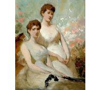 ARToPHIIU Dipinti Famosi Quadri Stampa Murale su Tela Due donne sedute in abiti bianchi di George Elgar Hicks per L'arredamento del Soggiorno 60x90cm